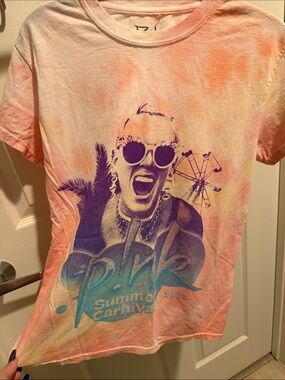 pink p!nk Summer Carnival Tie-Dye Graphic Tee - Pink Orange